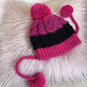 3 for $12 Fun & Pretty Pink & Black Tassel Beanie w/ Pom Pom